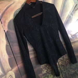 Winson choker black sparkly bodysuit large